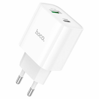 Мережевий зарядний пристрій HOCO C80A Plus Rapido PD20W+QC3.0 charger White - зображення 1