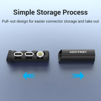 Футляр для зберігання Vention 3-slot Magnetic Connector Storage Case Black (KBUB0) (Колір Black) - фото № 6