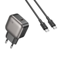Мережевий зарядний пристрій BOROFONE BAS53A Absolute single-port PD20W charger set (C to C) (EU) Black (Цвет 7073) - фото № 4