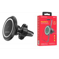 Тримач для мобiльного з БЗП BOROFONE BH45 Mobile magnetic wireless charging car holder (Колір Черный) - фото № 4