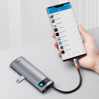 USB-хаб Baseus Metal Gleam Series 7-Port  HUB Space Grey （Type-C to HDMI4K@60Hz*1+USB3.0*3+PD*1+SD/TF*1) (Цвет Space Gray) - фото № 7