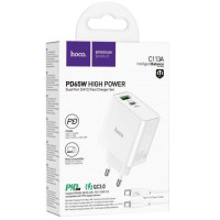 Мережевий зарядний пристрій HOCO C113A Awesome PD65W dual port(1A1C) charger White (Цвет Белый) - фото № 3