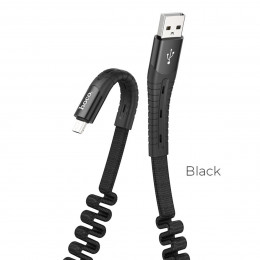 Кабель HOCO U78 USB to Micro 2.4A, 0.8-1.2m, nylon, TPE connectors, elastic, Black