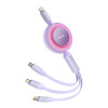 Кабель Baseus Bright Mirror 2 Series Retractable 3-in-1 Fast Charging  Data Cable Type-C to M+L+C 100W 1.1m Purple (Фиолетовый)- № 3