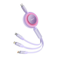 Кабель Baseus Bright Mirror 2 Series Retractable 3-in-1 Fast Charging  Data Cable Type-C to M+L+C 100W 1.1m Purple (Колір Фиолетовый) - фото № 3
