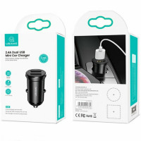Автомобільний зарядний пристрій Usams US-CC114 C20 2.4A Dual USB Mini Car Charger Black (Колір Черный) - фото № 2