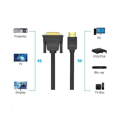Кабель Vention HDMI to DVI Cable 1M Black (ABFBF) - изображение 5