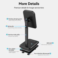 Тримач для телефона Height Adjustable Desktop Cell Phone Stand Black Aluminum Alloy Type (KCQB0) (Колір Black) - фото № 4