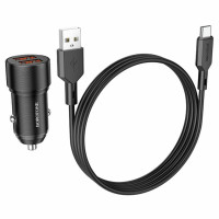 Автомобільний зарядний пристрій BOROFONE BZ19 Wisdom dual port car charger set(Type-C) Black (Цвет 7073) - фото № 2