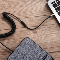 Аудіокабель HOCO UPA02 AUX Spring Audio cable (with Mic) Black (Колір Черный) - фото № 6