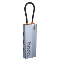 USB-хаб HOCO HB50 Wow 5-in-1 multi-function converter (HDTV+PD+USB3.0*3) Deep Space Gray (Колір Deep-Space-Gray) - фото № 4