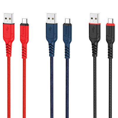 Кабель HOCO X59 USB to Micro 2.4A, 1m, nylon, TPE connectors, Red - зображення 2
