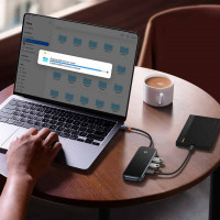 USB-хаб Baseus AcmeJoy 4-Port Type-C HUB Adapter（Type-C to USB3.0*3+Type-C PD&Data *1）Dark Gray (Колір Темно-серый) - фото № 6