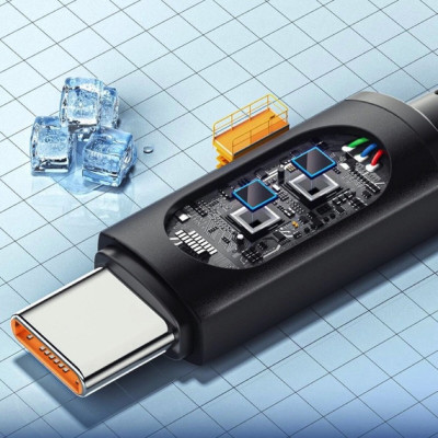Кабель Essager Enjoy LED Digital Display USB Charging Cable Type C to Type C 100W 1m black (EXCTT1-XY01-P) (EXCTT1-XY01-P) - зображення 8