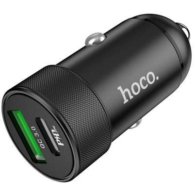 Автомобільний зарядний пристрій HOCO Z32B Speed up PD20W+QC3.0 car charger Black (6931474739797) - зображення 1
