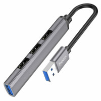 USB-хаб HOCO HB26 4 in 1 adapter(USB to USB3.0+USB2.0*3) Metal Gray (Колір Metal Gray) - фото № 2