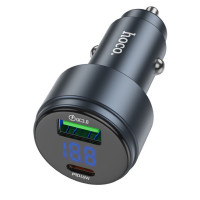 Автомобільний зарядний пристрій HOCO Z57B Glorious 63W dual-port digital display PD45W+QC3.0 car charger Metal Gray (Цвет Metal Gray) - фото № 3