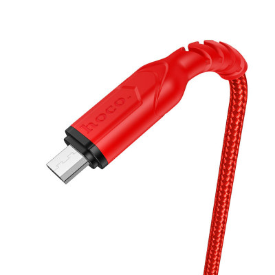 Кабель HOCO X59 USB to Micro 2.4A, 1m, nylon, TPE connectors, Red - изображение 4