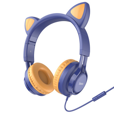 Навушники HOCO W36 Cat ear headphones with mic Midnight Blue - зображення 1