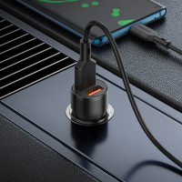 Автомобільний зарядний пристрій BOROFONE BZ19 Wisdom dual port car charger set(Type-C) Black (Цвет 7073) - фото № 3