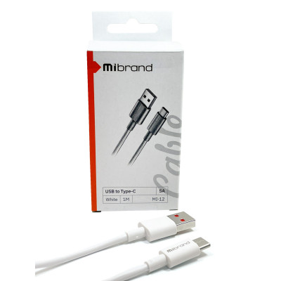 Кабель Mibrand MI-12 Сильноточная зарядная линия USB для Type-C 5А 1м Белый (MIDC/12TW) - изображение 4