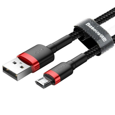 Кабель Baseus Cafule Cable USB For Micro 2.4A 1m Red+Black (CAMKLF-B91) - зображення 3