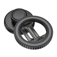 Автотримач для телефона HOCO H77 View folding magnetic ring car holder (center console) Black Metal Gray (Колір Black Metal Gray) - фото № 4
