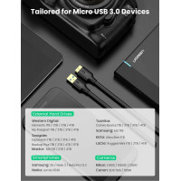 Кабель UGREEN US130 USB 3.0 A Male to Micro USB 3.0 Male Cable 2m (Black)(UGR-10843) (Цвет Черный) - фото № 7