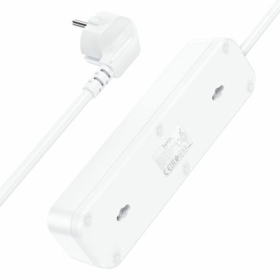 Мережевий зарядний пристрій HOCO NS2 3-position extension cord socket(including 3*USB output) White (6931474765178) - изображение 2