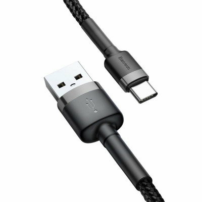 Кабель Baseus Cafule Cable USB For Type-C 3A 2m Gray+Black - зображення 4