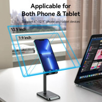 Тримач для телефона Height Adjustable Desktop Cell Phone Stand Black Aluminum Alloy Type (KCQB0) (Колір Black) - фото № 5