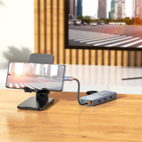 USB-хаб HOCO HB51 Wow 6-in-1 multi-function converter (HDTV+RJ45+PD+USB3.0*3) Deep Space Gray (Колір Deep-Space-Gray) - фото № 7