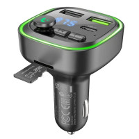 АЗП з FM-модулятором BOROFONE BC48 Broad QC3.0 car BT FM transmitter 18W Black (Колір Черный) - фото № 6
