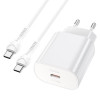 Мережевий зарядний пристрій HOCO N22 Jetta PD25W charger set(Type-C to Type-C)(EU) White (7068)- № 6