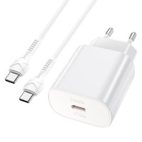 Мережевий зарядний пристрій HOCO N22 Jetta PD25W charger set(Type-C to Type-C)(EU) White (Цвет 7068) - фото № 6