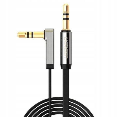 Аудіо кабель UGREEN AV119 3.5mm Male to 3.5mm Male Straight to angle flat Cable  2m (Black)(UGR-10599) - изображение 1