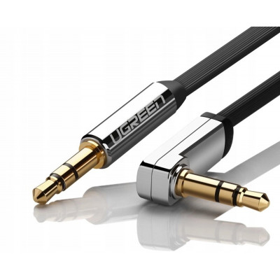 Аудіо кабель UGREEN AV119 3.5mm Male to 3.5mm Male Straight to angle flat Cable  2m (Black)(UGR-10599) - зображення 2