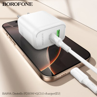 Мережевий зарядний пристрій BOROFONE BA89A Destello PD30W+QC3.0 charger (EU) White (Цвет Білий) - фото № 8