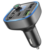 АЗП з FM-модулятором BOROFONE BC48 Broad QC3.0 car BT FM transmitter 18W Black (Колір Черный) - фото № 5
