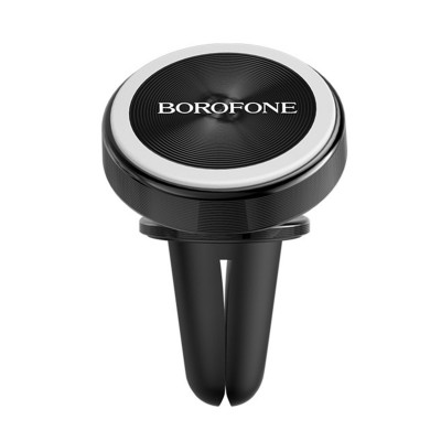 Тримач для мобільного BOROFONE BH6 Platinum metal magnetic in-car holder for air outlet Black - зображення 1