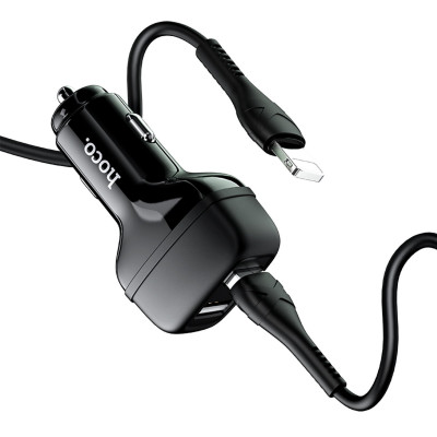 Автомобільний зарядний пристрій HOCO Z36 Leader dual port car charger set(iP) Black (6931474727732) - зображення 5