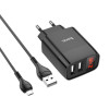 Мережевий зарядний пристрій HOCO C86A Illustrious dual port charger with digital display set(Micro) Black (6931474746290) - зображення 2