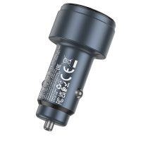 Автомобільний зарядний пристрій HOCO Z57B Glorious 63W dual-port digital display PD45W+QC3.0 car charger Metal Gray (Цвет Metal Gray) - фото № 5