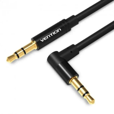 Кабель Vention 3.5mm Male to 90°Male Audio Cable 1M Black Metal Type (BAKBF-T) - изображение 1