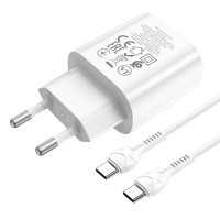 Мережевий зарядний пристрій HOCO N22 Jetta PD25W charger set(Type-C to Type-C)(EU) White (Цвет 7068) - фото № 4