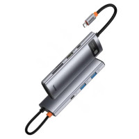 USB-хаб Baseus Metal Gleam Series 7-Port  HUB Space Grey （Type-C to HDMI4K@60Hz*1+USB3.0*3+PD*1+SD/TF*1) (Цвет Space Gray) - фото № 5