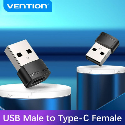 Адаптер Vention USB 2.0 Male to USB-C Female Adapter Black PVC Type (CDWB0) - зображення 3