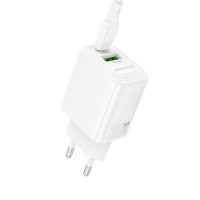 Мережевий зарядний пристрій BOROFONE BN29 Fuente PD30W+QC3.0 charger (EU) White (Цвет Білий) - фото № 3