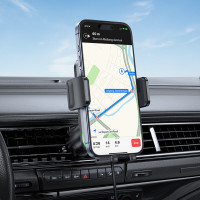 Тримач для мобiльного з БЗП HOCO HW13 Speed wireless fast charging car holder(air outlet) Black Metal Gray (Цвет Black Metal Gray) - фото № 8