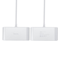 Автомобільний зарядний пристрій HOCO Z13 LCD one-pull-three car charger Silver (Цвет Silver) - фото № 6